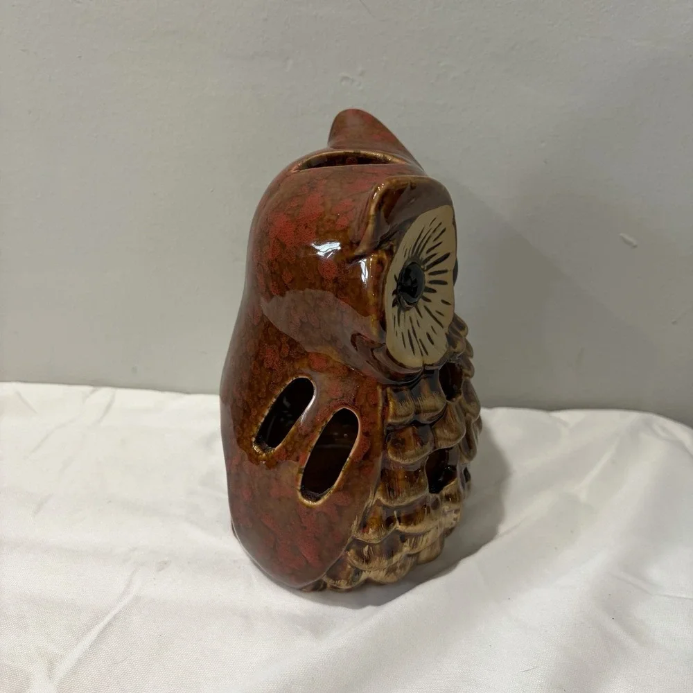 Ceramic‎ OWL Votive Tea Light Candle Holder Lantern vtg 7